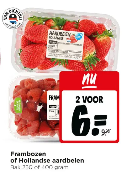Aanbieding: Frambozen of Hollandse aardbeien