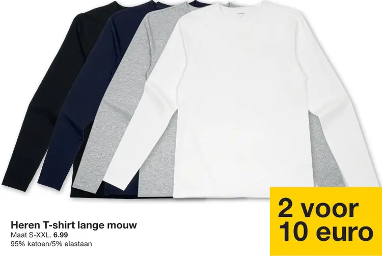 Aanbieding: Zeeman Heren T-shirt lange mouw