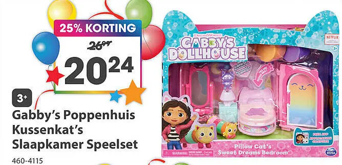 Aanbieding: Gabby's Poppenhuis Kussenkat's Slaapkamer Speelset