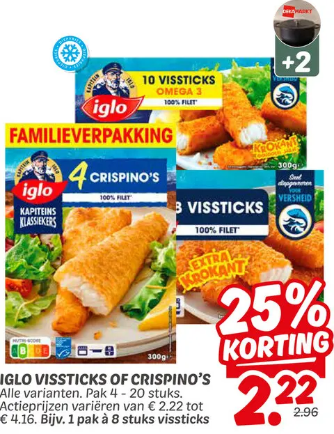 Aanbieding: Iglo vissticks of Crispino's