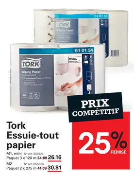 Offre: Tork Essuie-tout papier