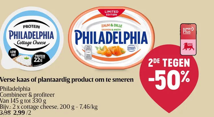 Aanbieding: Verse kaas of plantaardig product om te smeren