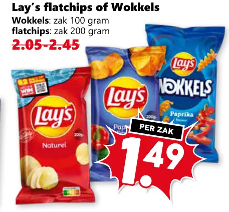 Aanbieding: flatchips of Wokkels