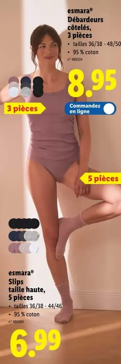 Offre: Débardeurs côtelés ou slips taille haute