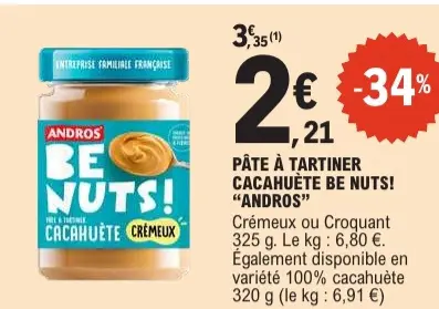 Offre: Pâte à tartiner cacahuète be nuts!