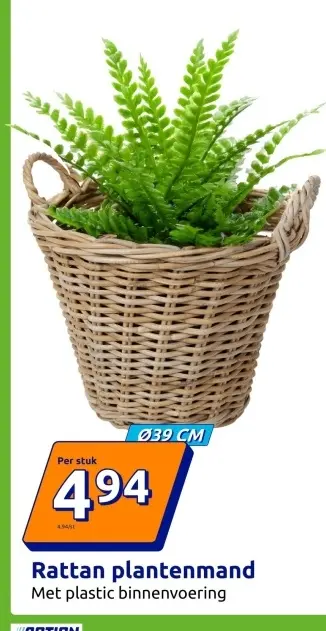 Aanbieding: Rattan plantenmand