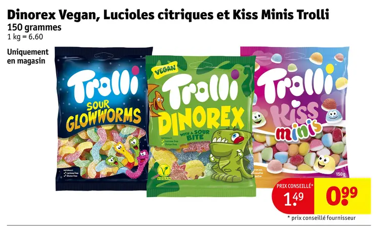 Offre: Dinorex Vegan, Lucioles citriques et Kiss Minis