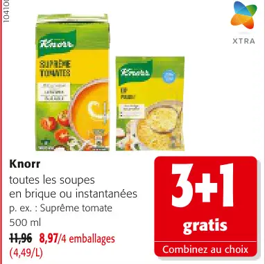 Offre: toutes les soupes en brique ou instantanées