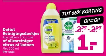 Aanbieding: Dettol Reinigingsdoekjes of allesreiniger citrus of katoen