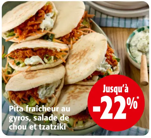 Offre: Pita fraîcheur au gyros, salade de chou et tz