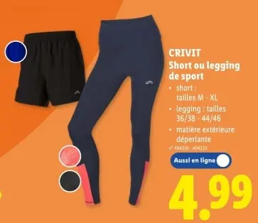 Offre: Short ou legging de sport