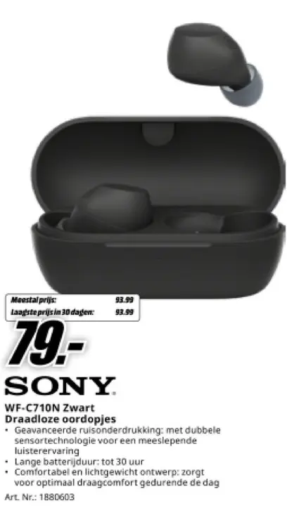Aanbieding: WF-C710N Zwart Draadloze oordopjes