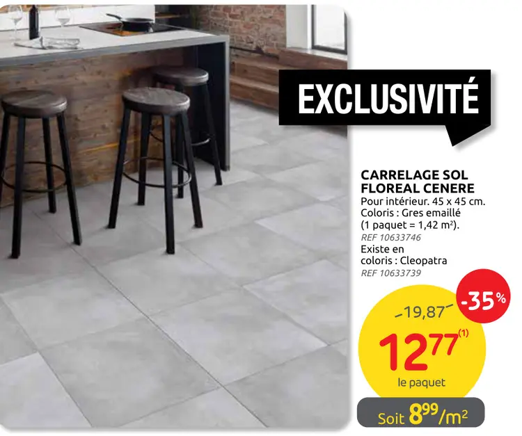 Promotie: Carrelage sol floreal cenere
