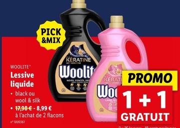Offre: WOOLITE Lessive liquide black ou wool & silk