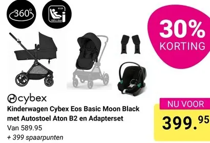 Aanbieding: Kinderwagen Eos Basic Moon Black met Autostoel Aton B2 en Adapterset