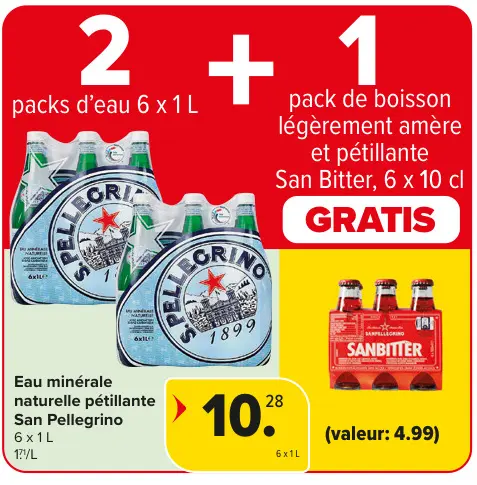 Offre: Eau minérale naturelle pétillante San Pellegrino