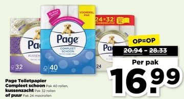 Aanbieding: Page Toiletpapier Compleet schoon, kussenzacht of puur