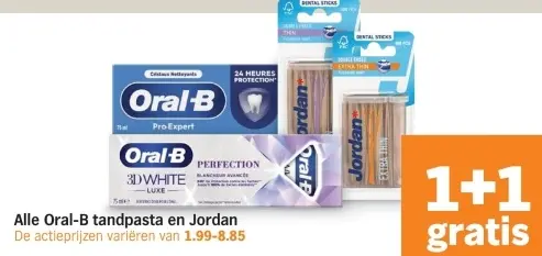 Aanbieding: Alle Oral-B tandpasta en Jordan