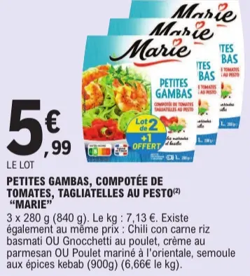 Offre: Petites gambas, compotée de tomates, tagliate