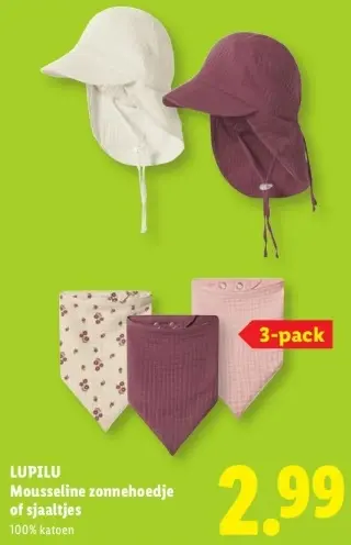 Aanbieding: Mousseline zonnehoedje of sjaaltjes