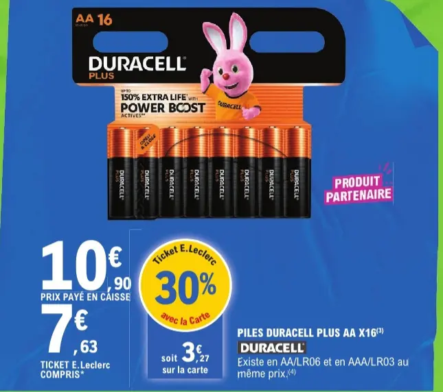 Offre: Piles DURACELL plus aa x16