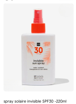 Offre: spray solaire invisible SPF30