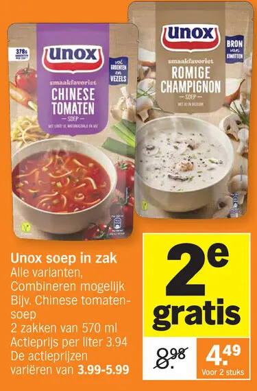 Promotie: Unox soep in zak