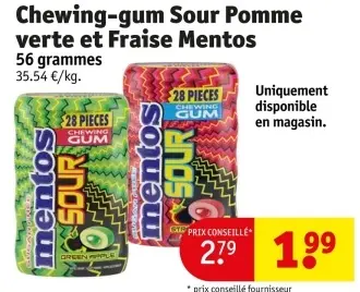 Offre: Chewing-gum Sour Pomme verte et Fraise