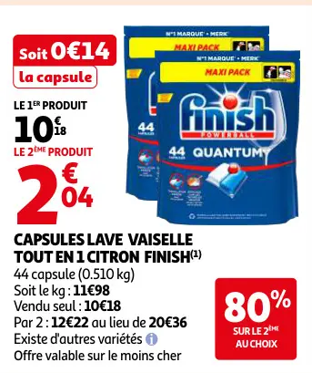 Offre: Capsules lave vaiselle tout en 1 citron
