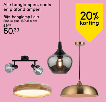 Aanbieding: Alle hanglampen, spots en plafondlampen