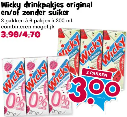 Aanbieding: Drinkpakjes original en/of zonder suiker