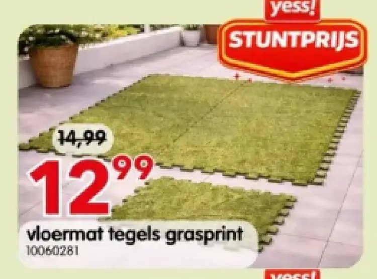 Promotie: vloermat tegels grasprint
