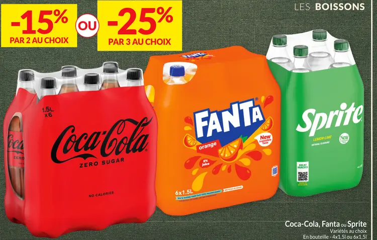 Offre: Coca-Cola, Fanta ou Sprite