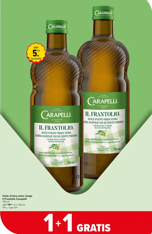 Offre: Huile d'olive extra vierge Il Frantolio Carapelli