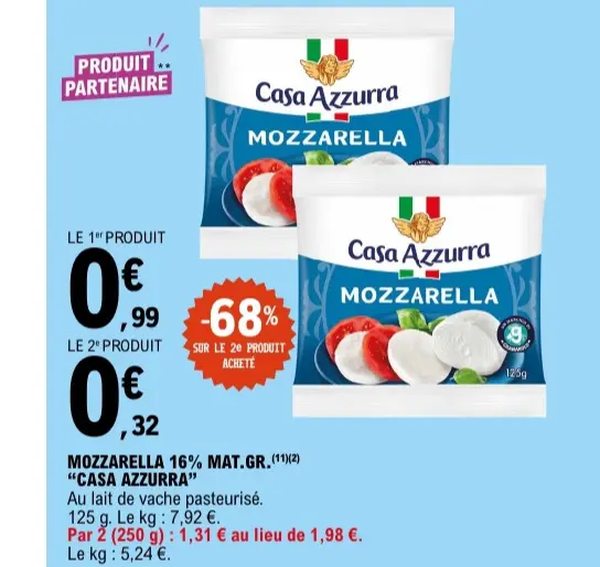 Offre: Casa Azzurra Mozzarella 16% Mat. Gr.