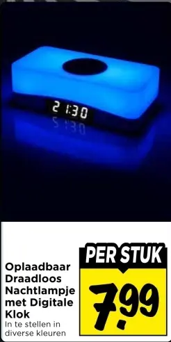 Oplaadbaar Draadloos Nachtlampje met Digitale Klok