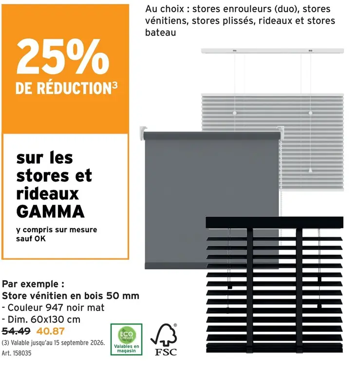 Offre: Store vénitien en bois 50 mm