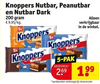 Promotie: Knoppers Nutbar, Peanutbar en Nutbar Dark