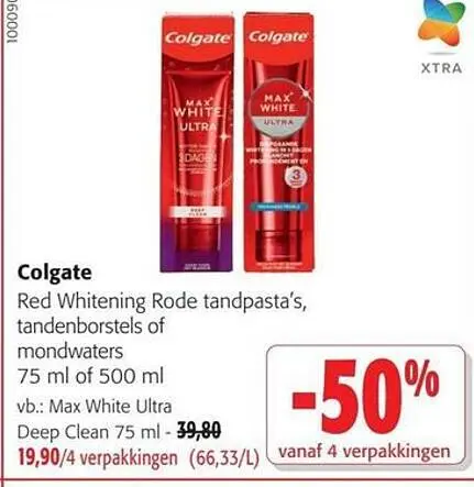 Promotie: Red Whitening Rode tandpasta's, tandenborstel