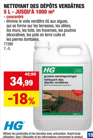 Offre: HG nettoyant anti-dépôts verts & mousses 5l