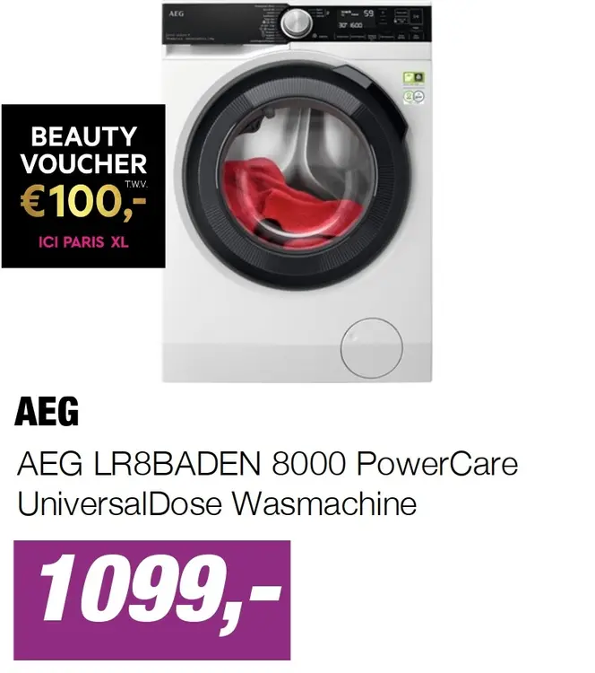 Aanbieding: AEG LR8BADEN 8000 PowerCare UniversalDose Wasmachine