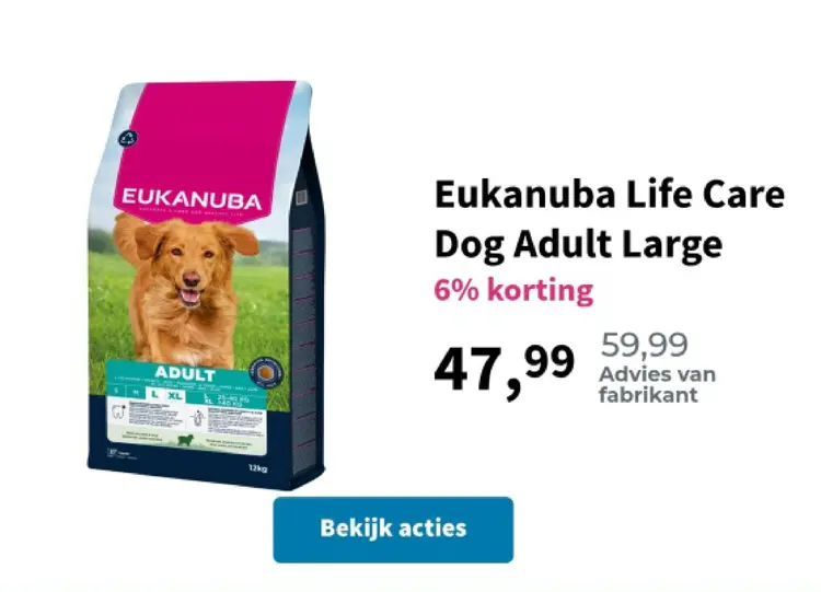 Aanbieding: Eukanuba Life Care Dog Adult Large