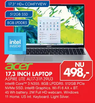 Aanbieding: Acer aspire lite al17-31p-39u3 17,3 inch lapt