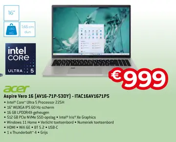 Aanbieding: Aspire Vero 16 (AV16-71P-53DY) - ITAC16AV1671