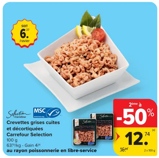 Offre: Crevettes grises cuites et décortiquées