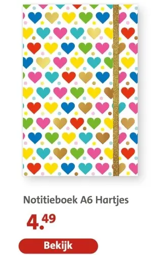 Aanbieding: Notitieboek A6 Hartjes
