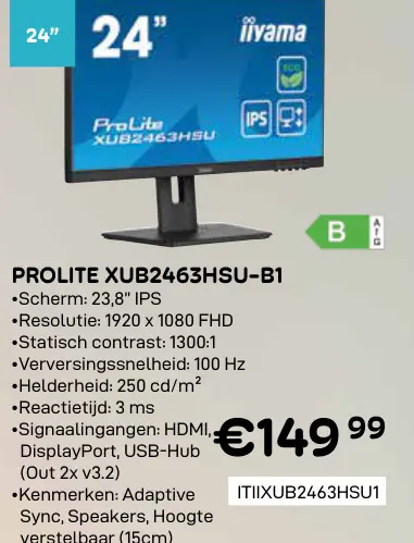 Aanbieding: Prolite xub2463hsu-b1