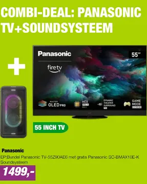 Aanbieding: EP:Bundel Panasonic TV-55Z90AE6 met gratis Panasonic SC-BMAX10E-K Soundsysteem
