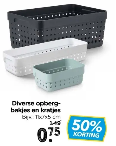 Aanbieding: Diverse opbergbakjes en kratjes