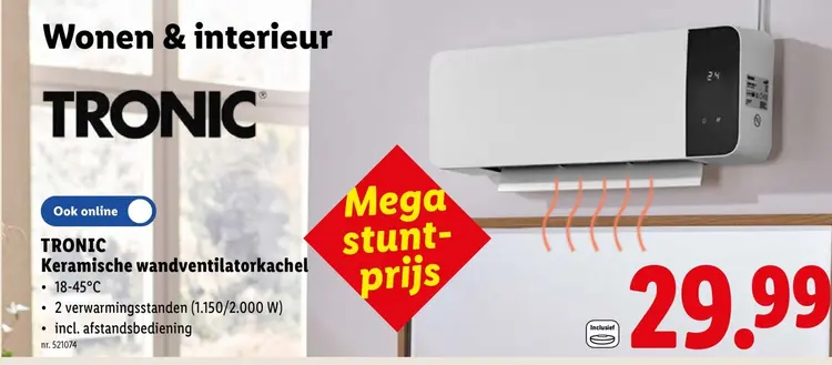 Promotie: Keramische wandventilatorkachel